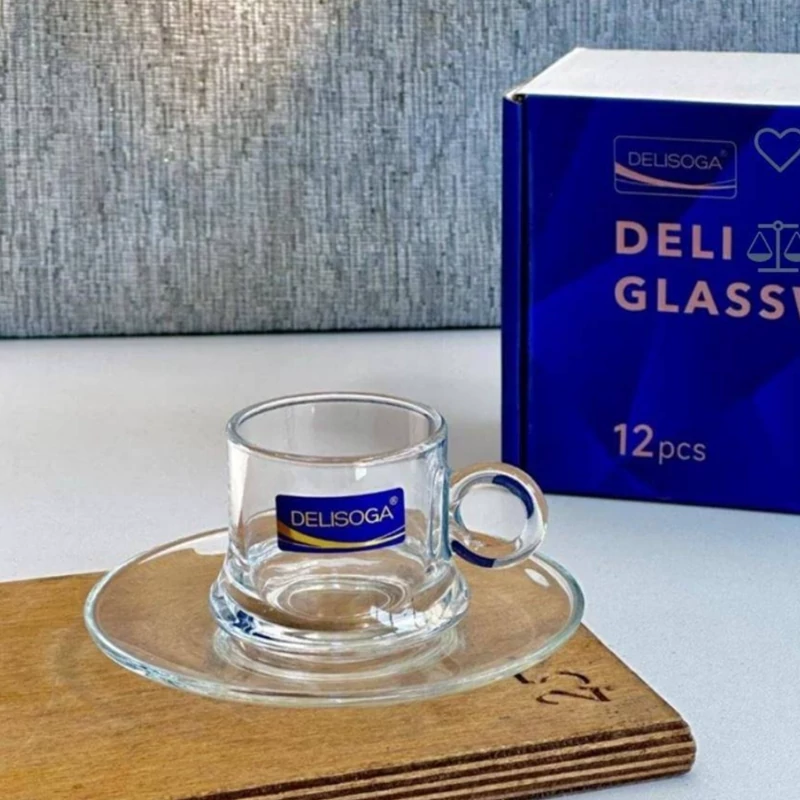 ست فنجون و نعلبکی شفاف برند دلی